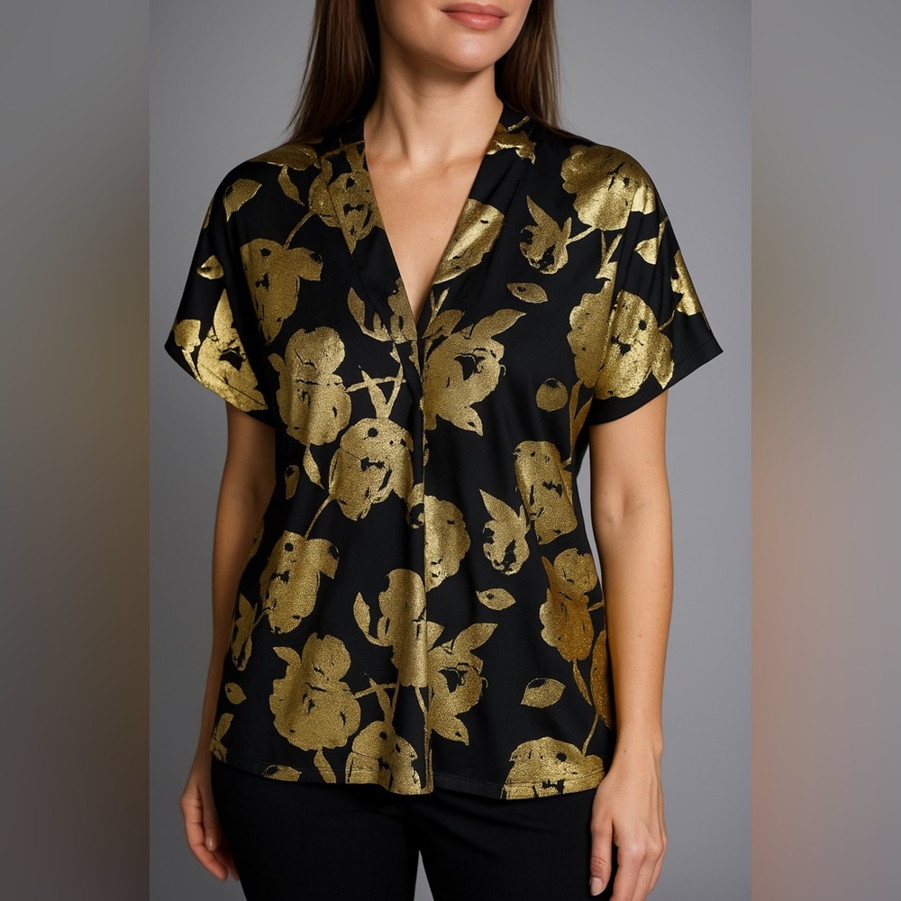 Rachel Roy Black and Gold Floral Top💛🖤